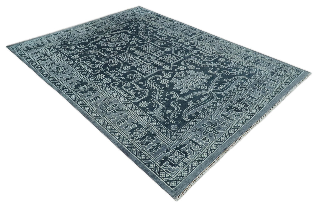 Charcoal, Gray and Silver 9x12 Hand Knotted Traditional Persian Oushak Wool Rug, Accent Rug | TRDCP1083912 - The Rug Decor