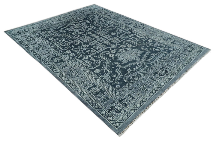 Charcoal, Gray and Silver 9x12 Hand Knotted Traditional Persian Oushak Wool Rug, Accent Rug | TRDCP1083912 - The Rug Decor