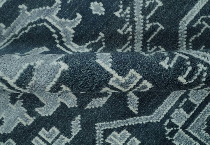 Charcoal, Gray and Silver 9x12 Hand Knotted Traditional Persian Oushak Wool Rug, Accent Rug | TRDCP1083912 - The Rug Decor