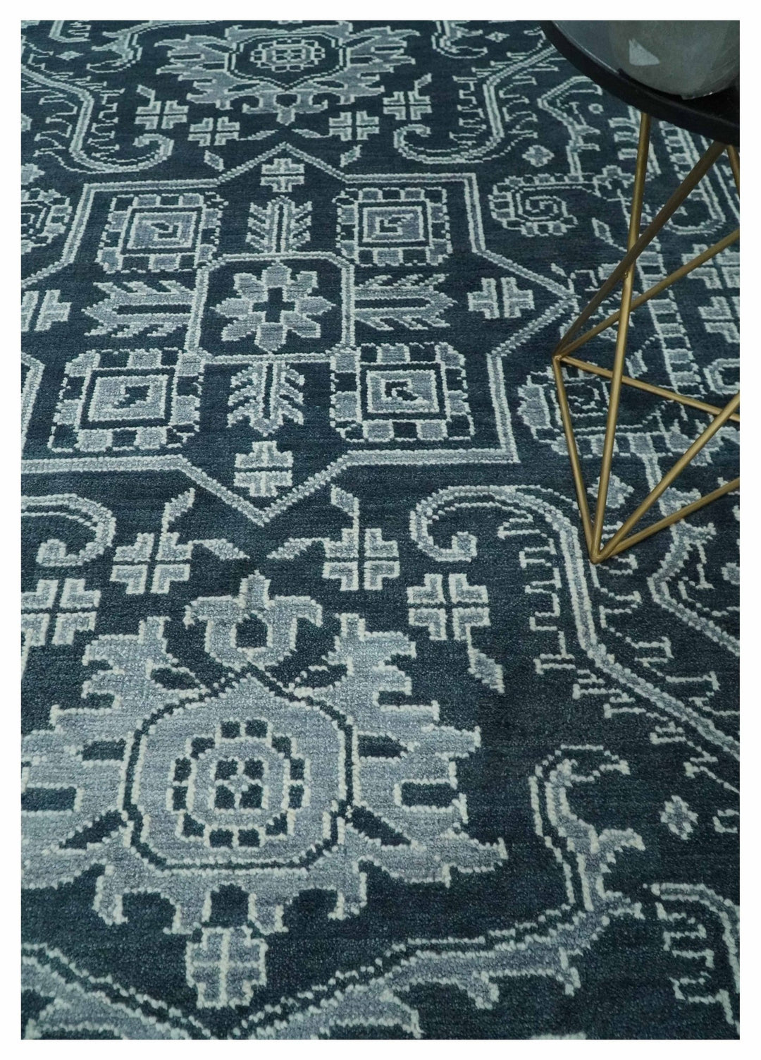 Charcoal, Gray and Silver 9x12 Hand Knotted Traditional Persian Oushak Wool Rug, Accent Rug | TRDCP1083912 - The Rug Decor