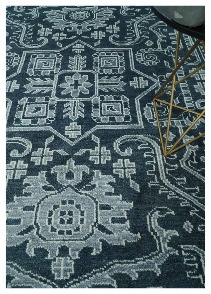 Charcoal, Gray and Silver 9x12 Hand Knotted Traditional Persian Oushak Wool Rug, Accent Rug | TRDCP1083912 - The Rug Decor
