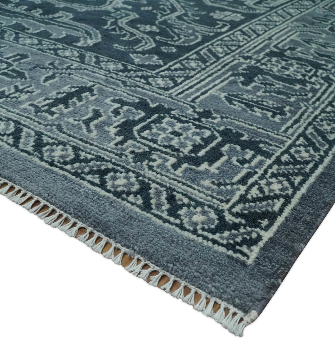 Charcoal, Gray and Silver 9x12 Hand Knotted Traditional Persian Oushak Wool Rug, Accent Rug | TRDCP1083912 - The Rug Decor