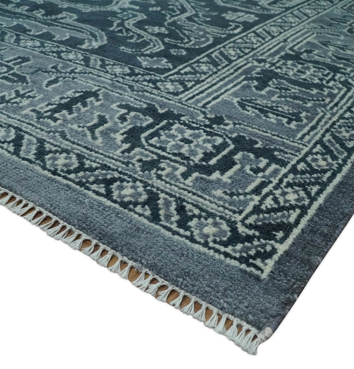 Charcoal, Gray and Silver 9x12 Hand Knotted Traditional Persian Oushak Wool Rug, Accent Rug | TRDCP1083912 - The Rug Decor