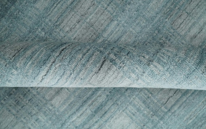 Checkered Blue and Gray Scandinavian 8x10 Hand Made Blended Wool Flatwoven Area Rug | KE26 - The Rug Decor