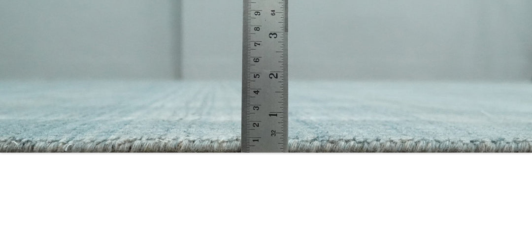 Checkered Blue and Gray Scandinavian 8x10 Hand Made Blended Wool Flatwoven Area Rug | KE26 - The Rug Decor