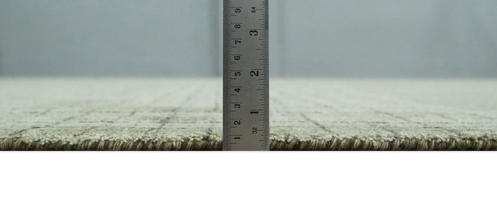 Checkered Olive, Beige and Brown Scandinavian 8x10 Hand Made Blended Wool Flatwoven Area Rug | KE19 - The Rug Decor