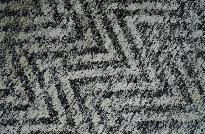 Chevron Silver and Black Shaded Scandinavian 5x8 Bamboo Silk Flatwoven Area Rug | HL36 - The Rug Decor