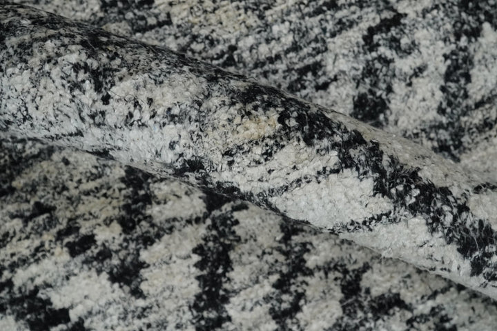 Chevron Silver and Black Shaded Scandinavian 5x8 Bamboo Silk Flatwoven Area Rug | HL36 - The Rug Decor