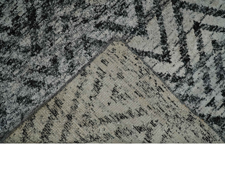 Chevron Silver and Black Shaded Scandinavian 5x8 Bamboo Silk Flatwoven Area Rug | HL36 - The Rug Decor