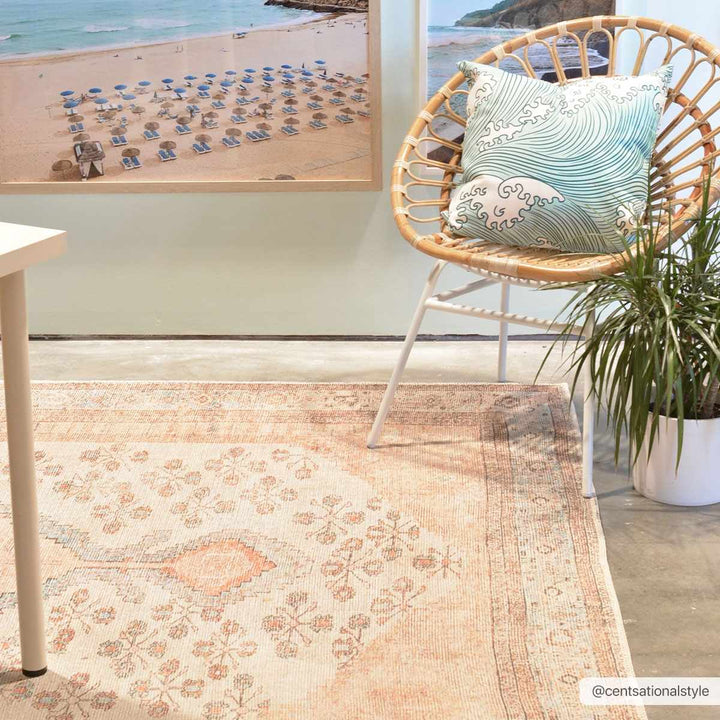 Chic Traditional Floral Ivory, Peach and Blue Machine washable Area Rug - The Rug Decor