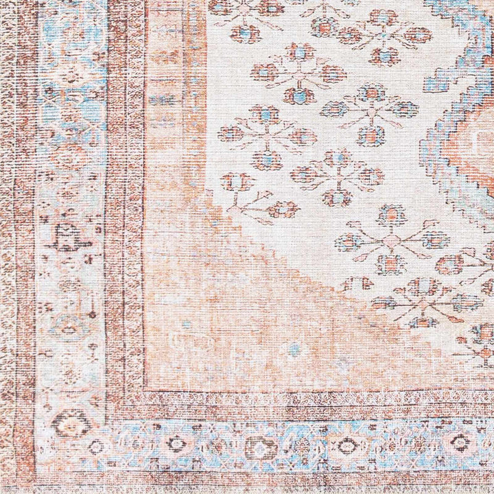 Chic Traditional Floral Ivory, Peach and Blue Machine washable Area Rug - The Rug Decor