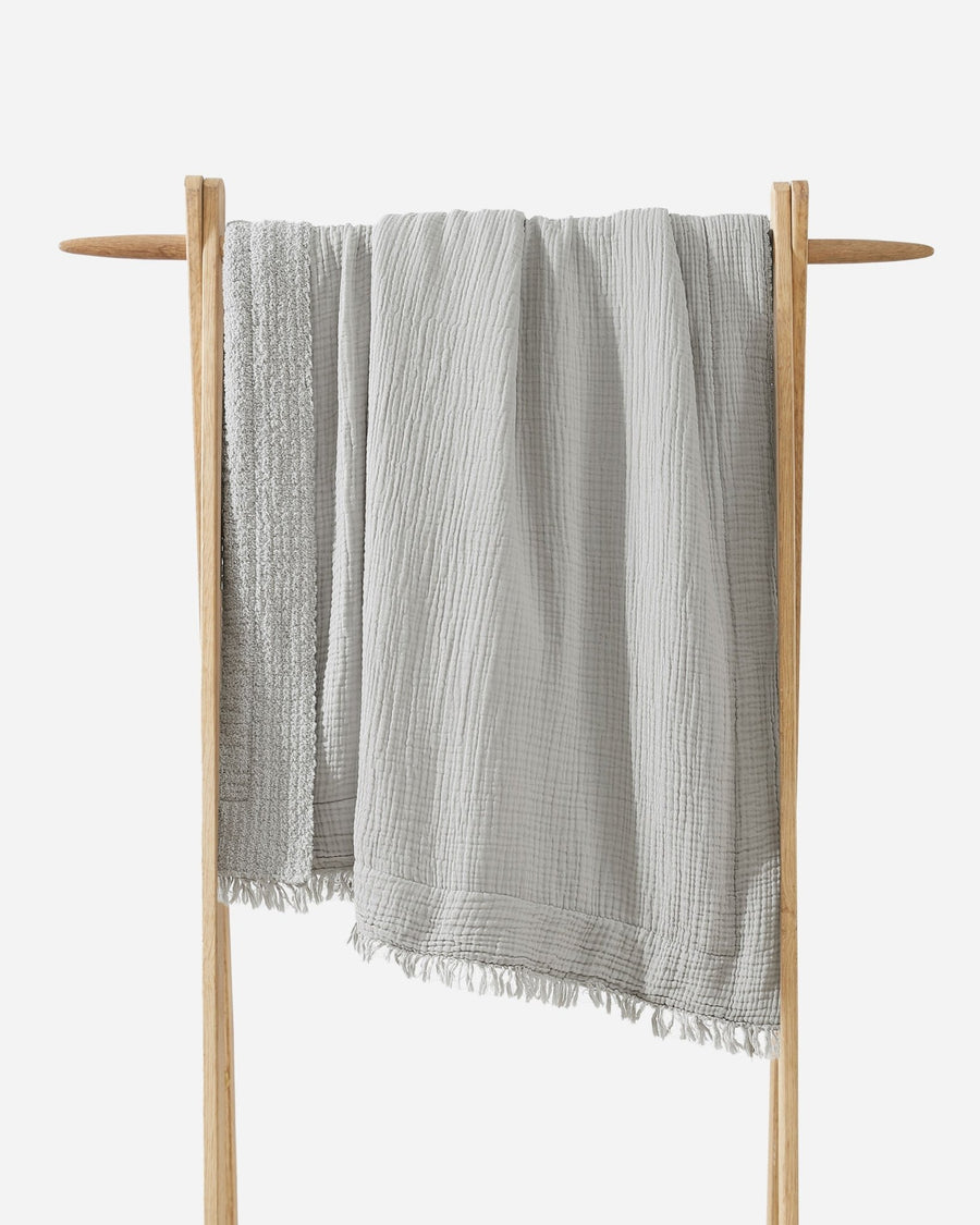 Cloud Gray and Taupe Snug Muslin washable Throw - The Rug Decor