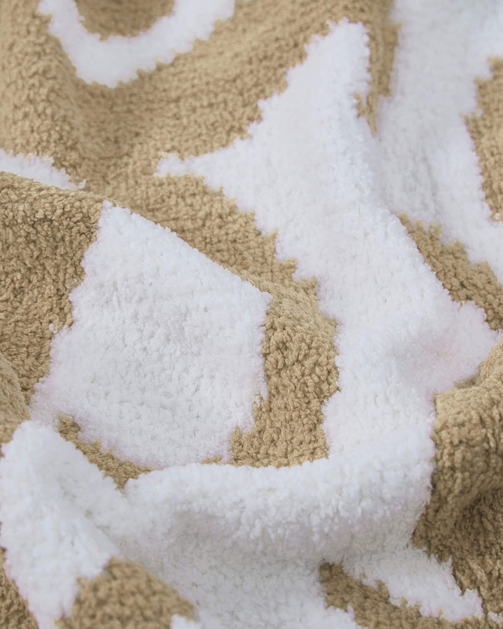 Cloud Gray, Sahara Tan, Coal, Taupe And Off White Modern Soft Plush Throw - The Rug Decor