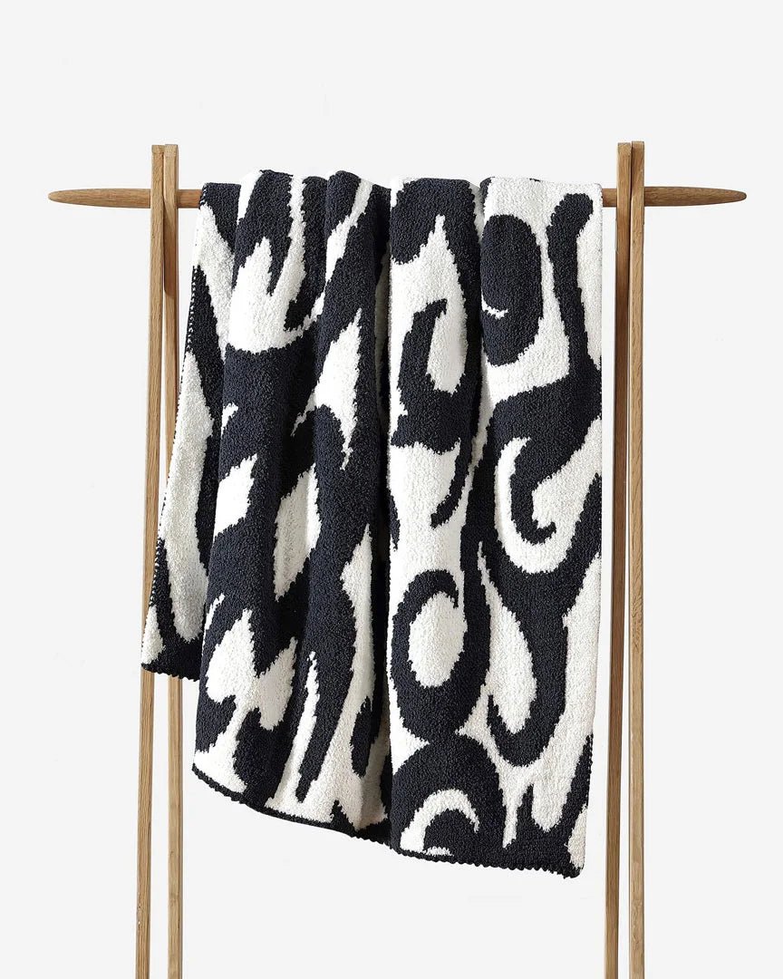Cloud Gray, Sahara Tan, Coal, Taupe And Off White Modern Soft Plush Throw - The Rug Decor