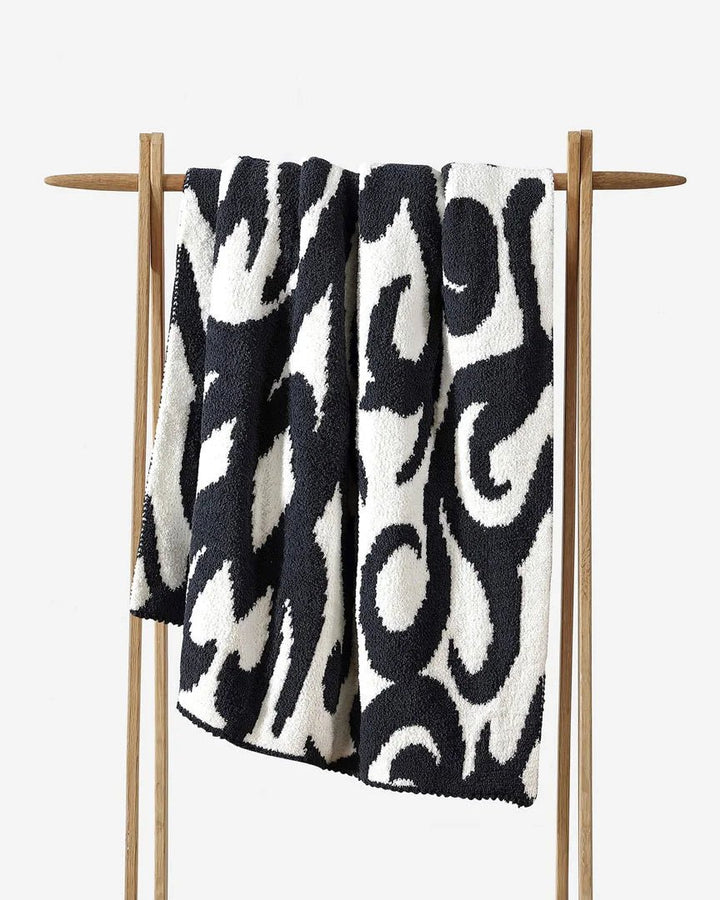 Cloud Gray, Sahara Tan, Coal, Taupe And Off White Modern Soft Plush Throw - The Rug Decor