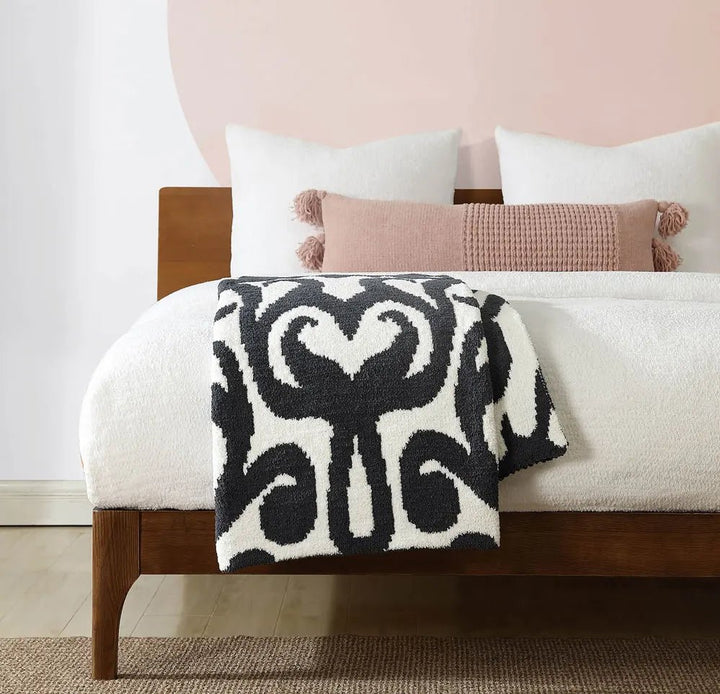 Cloud Gray, Sahara Tan, Coal, Taupe And Off White Modern Soft Plush Throw - The Rug Decor