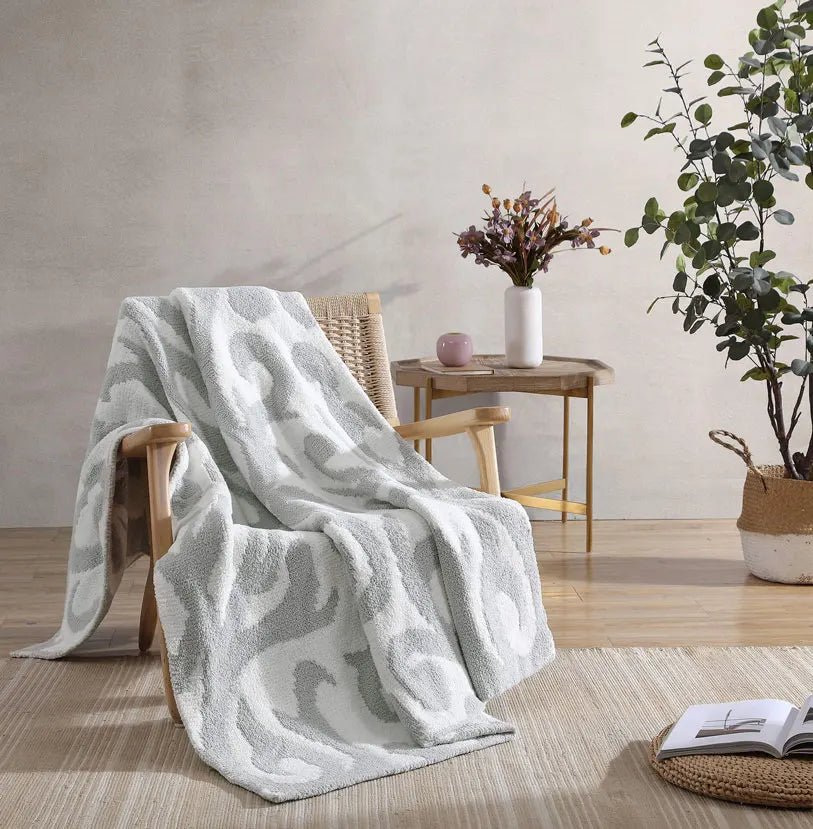 Cloud Gray, Sahara Tan, Coal, Taupe And Off White Modern Soft Plush Throw - The Rug Decor