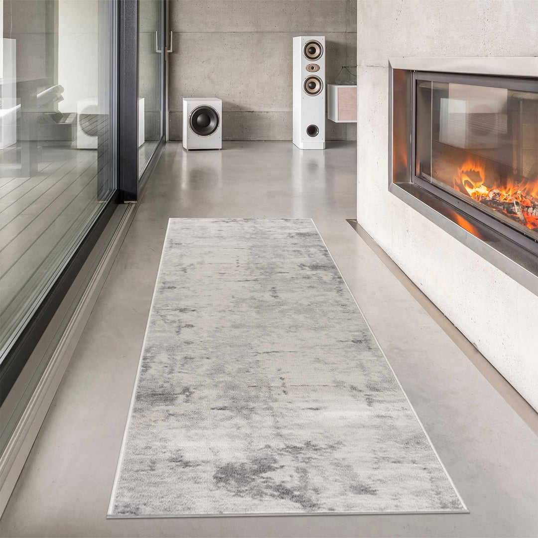 Contemporary Abstract Beige and Gray Medium Pile Multi Size Area Rug - The Rug Decor