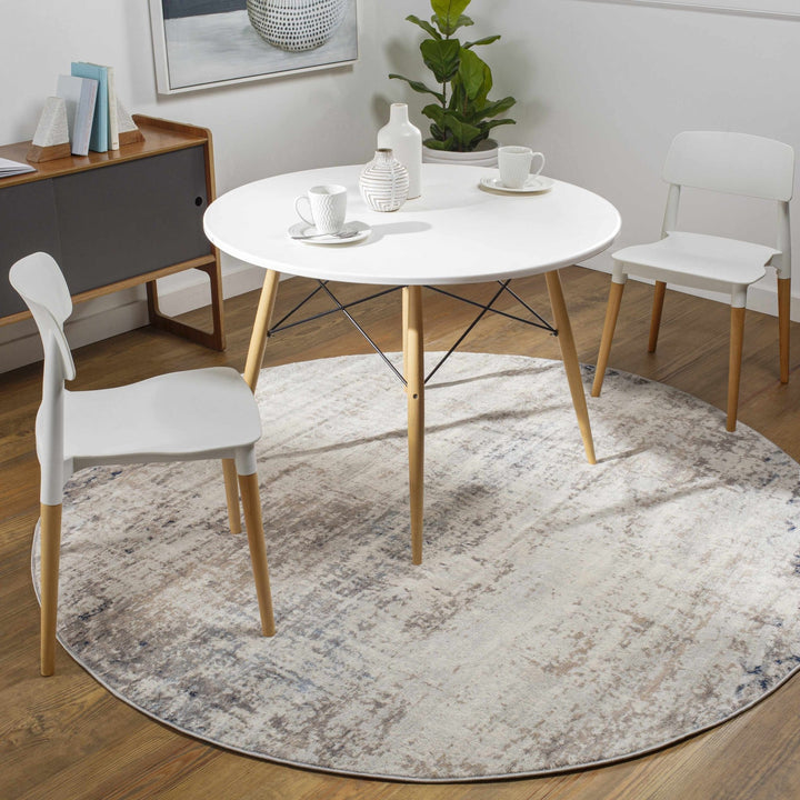 Contemporary Abstract Beige, Tan and Charcoal Machine Woven Area Rug - The Rug Decor