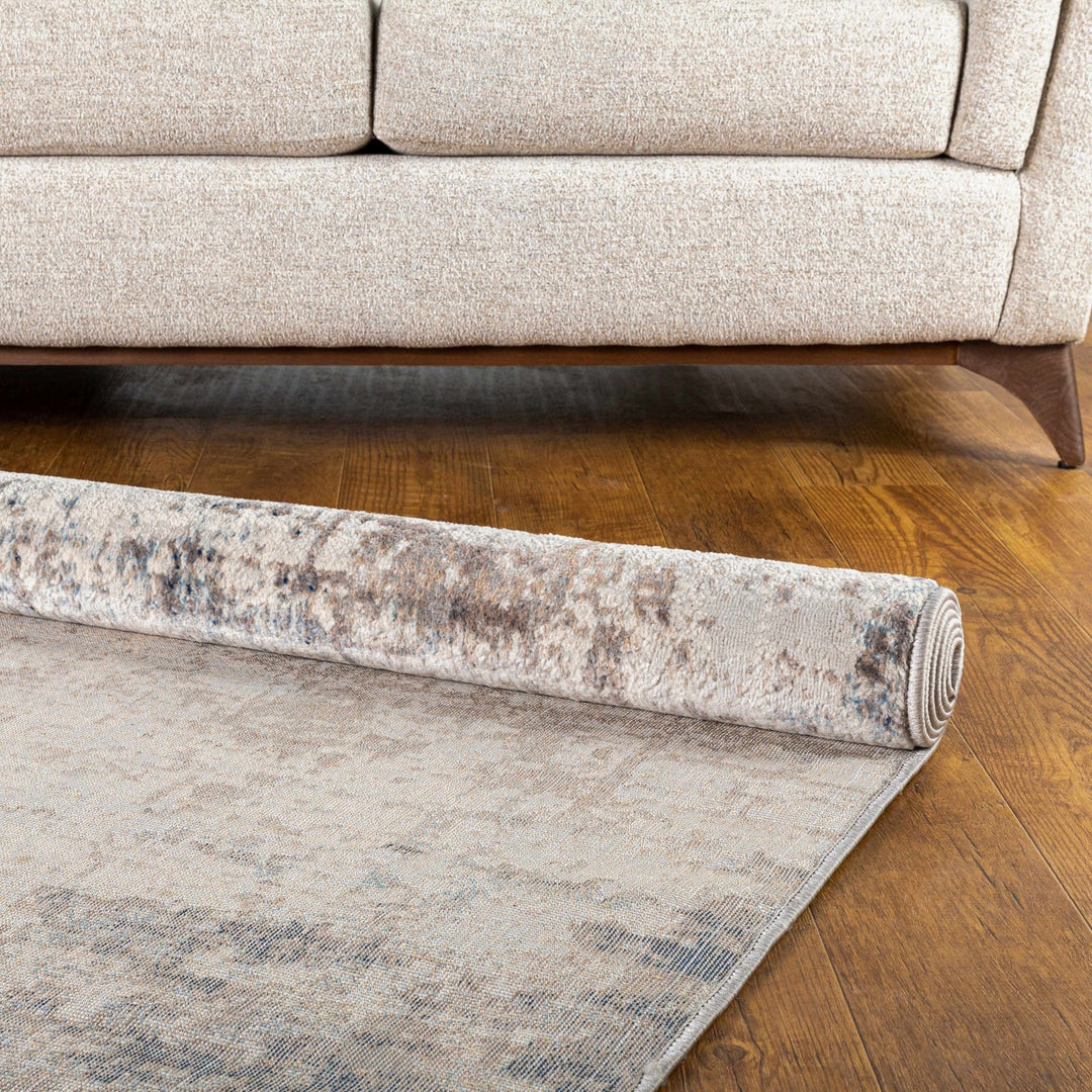 Contemporary Abstract Beige, Tan and Charcoal Machine Woven Area Rug - The Rug Decor