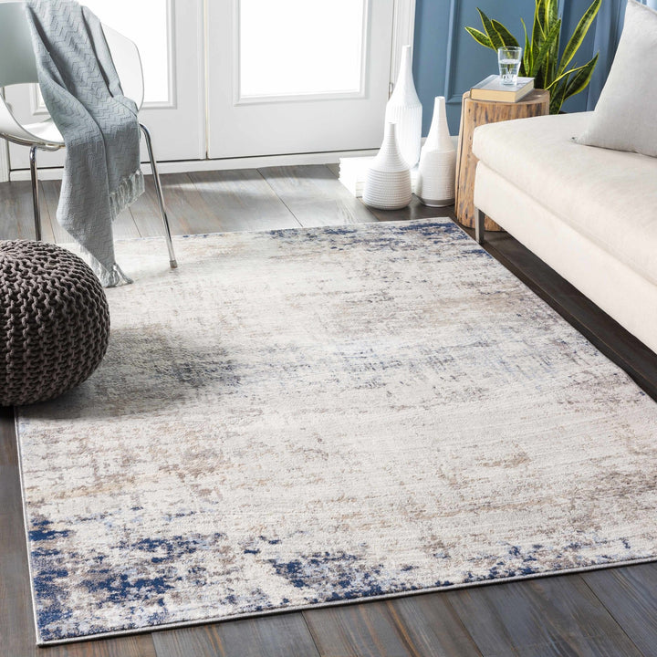 Contemporary Abstract Beige, Tan and Charcoal Machine Woven Area Rug - The Rug Decor