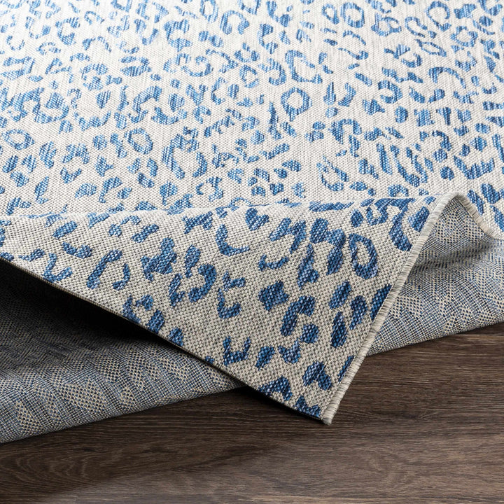 Contemporary Abstract Blue and Ivory Leopard Design Multi size Area Rug - The Rug Decor
