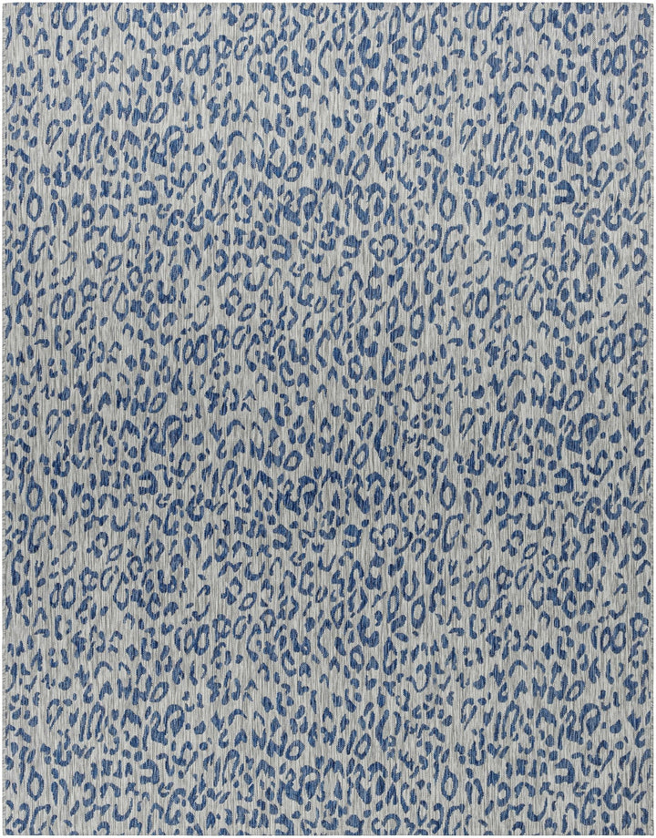 Contemporary Abstract Blue and Ivory Leopard Design Multi size Area Rug - The Rug Decor