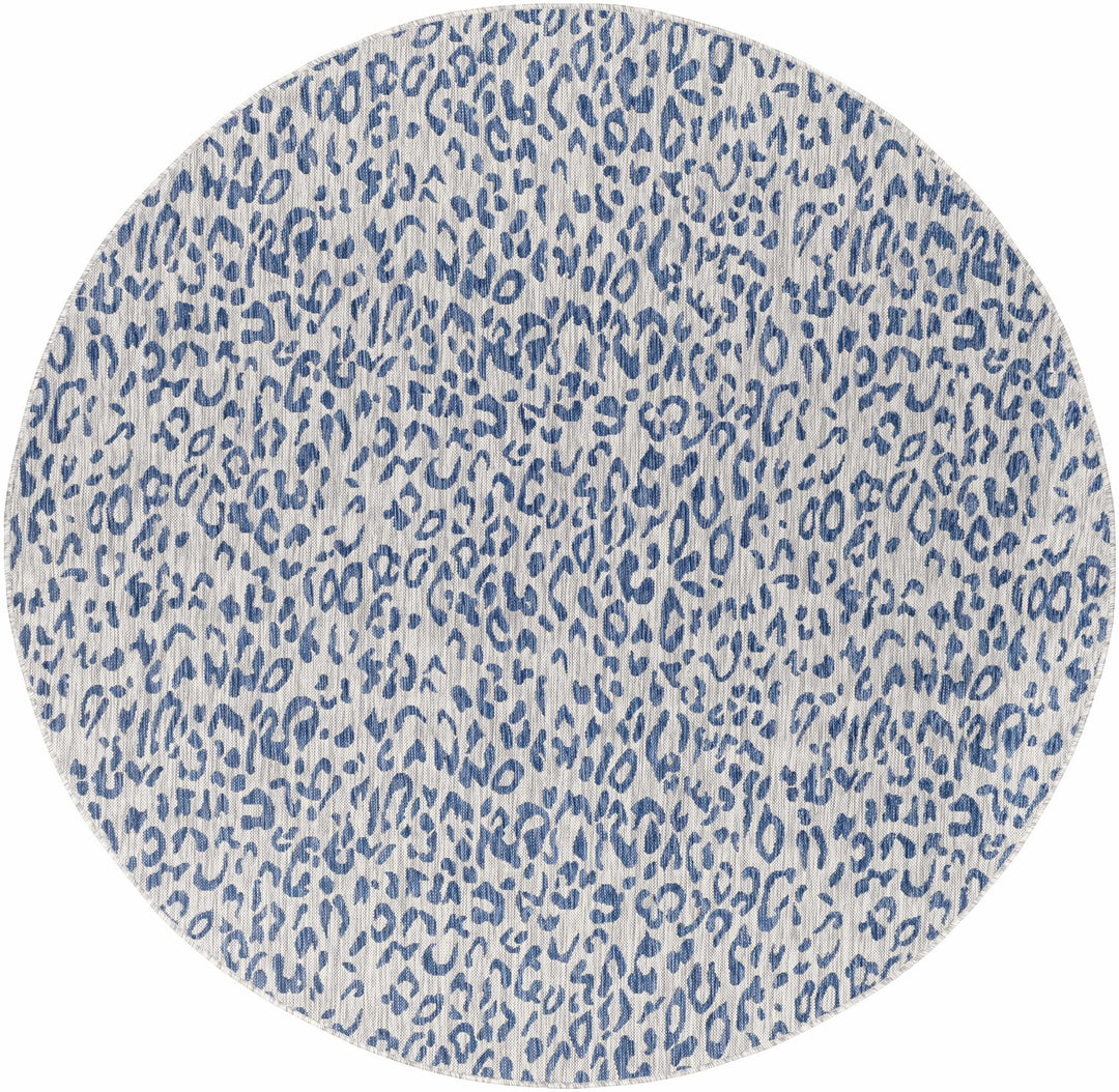 Contemporary Abstract Blue and Ivory Leopard Design Multi size Area Rug - The Rug Decor