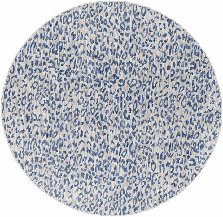Contemporary Abstract Blue and Ivory Leopard Design Multi size Area Rug - The Rug Decor