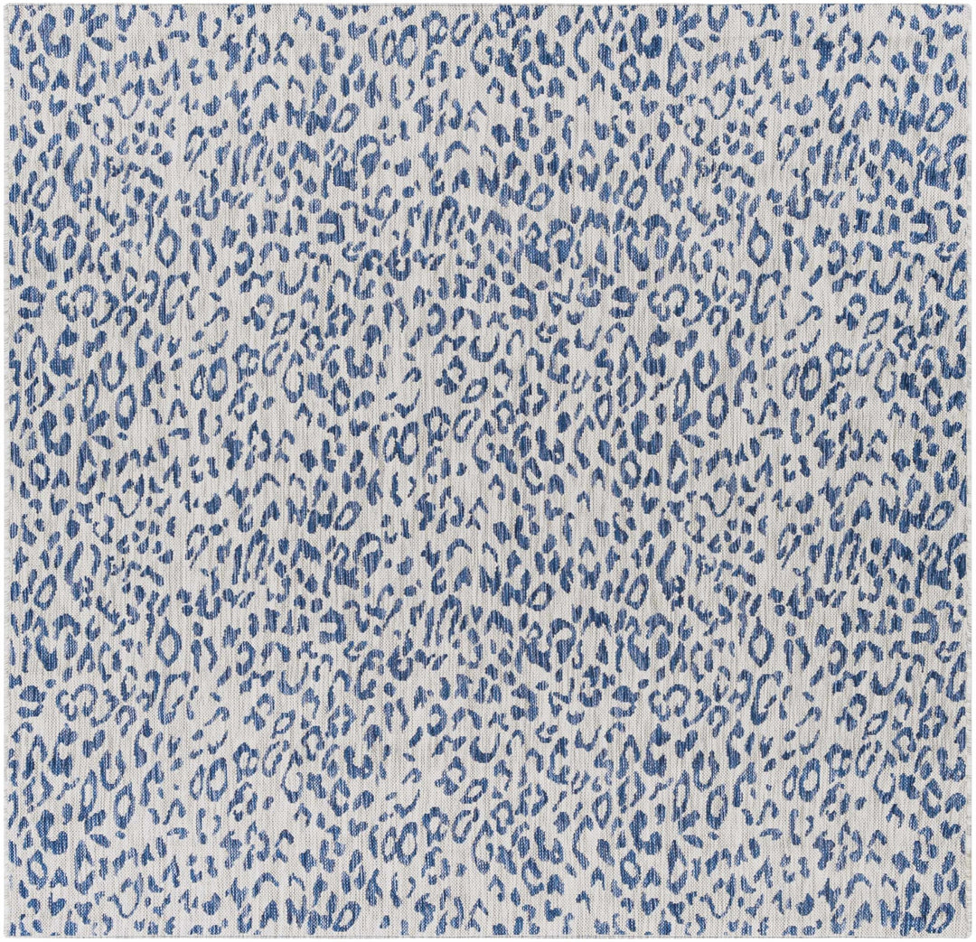 Contemporary Abstract Blue and Ivory Leopard Design Multi size Area Rug - The Rug Decor