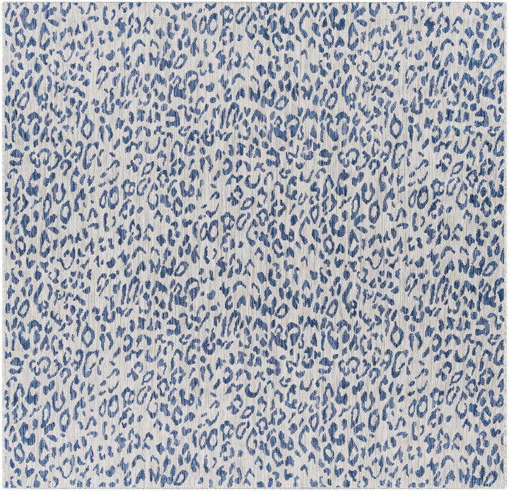 Contemporary Abstract Blue and Ivory Leopard Design Multi size Area Rug - The Rug Decor