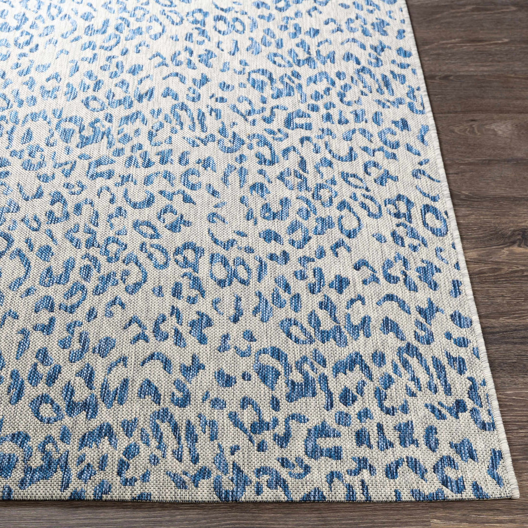 Contemporary Abstract Blue and Ivory Leopard Design Multi size Area Rug - The Rug Decor