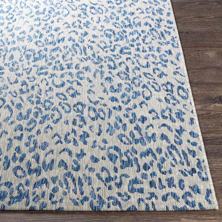 Contemporary Abstract Blue and Ivory Leopard Design Multi size Area Rug - The Rug Decor