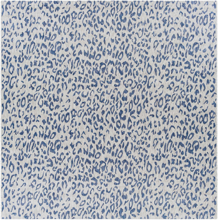 Contemporary Abstract Blue and Ivory Leopard Design Multi size Area Rug - The Rug Decor