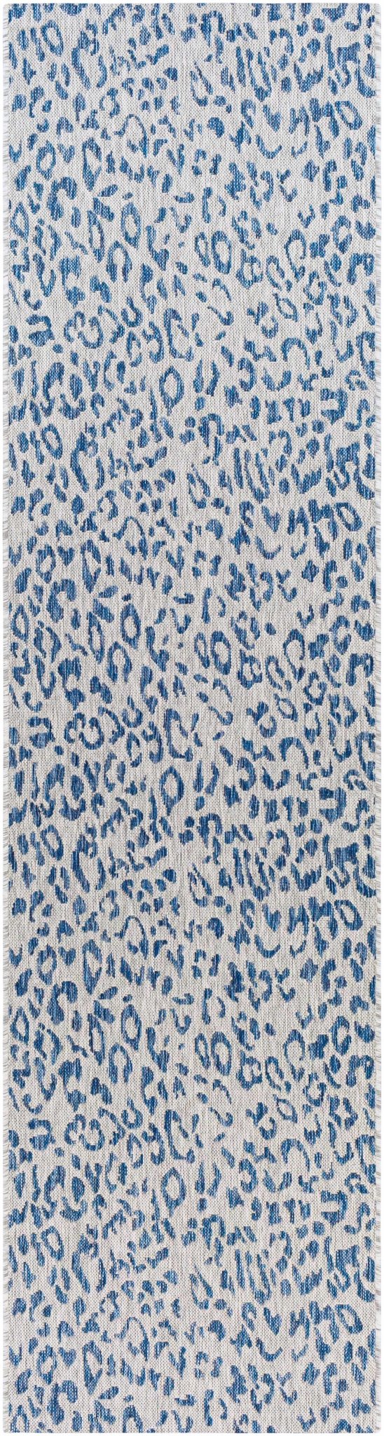 Contemporary Abstract Blue and Ivory Leopard Design Multi size Area Rug - The Rug Decor
