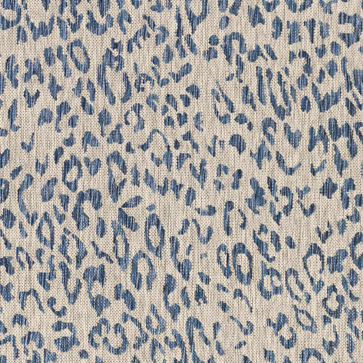 Contemporary Abstract Blue and Ivory Leopard Design Multi size Area Rug - The Rug Decor