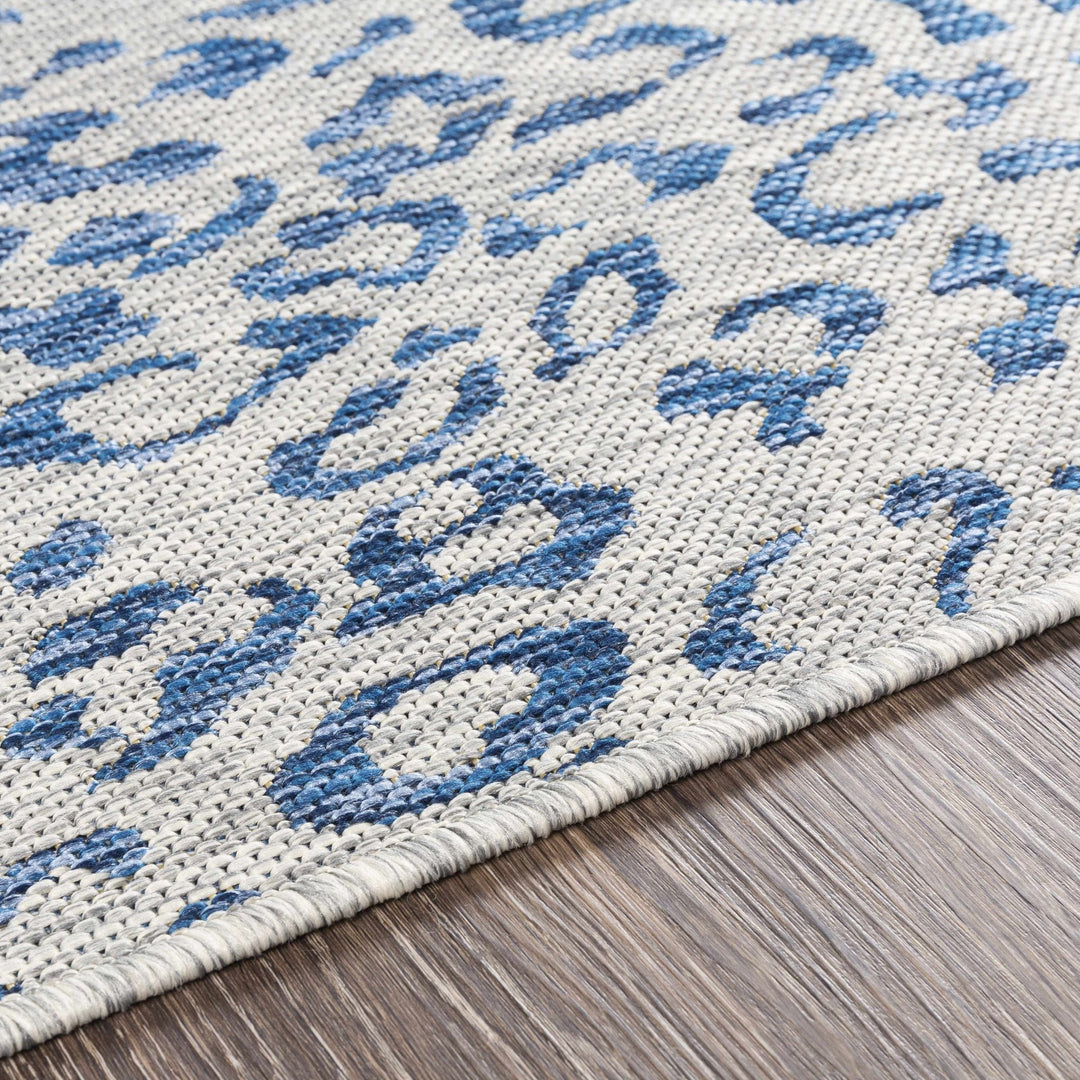 Contemporary Abstract Blue and Ivory Leopard Design Multi size Area Rug - The Rug Decor
