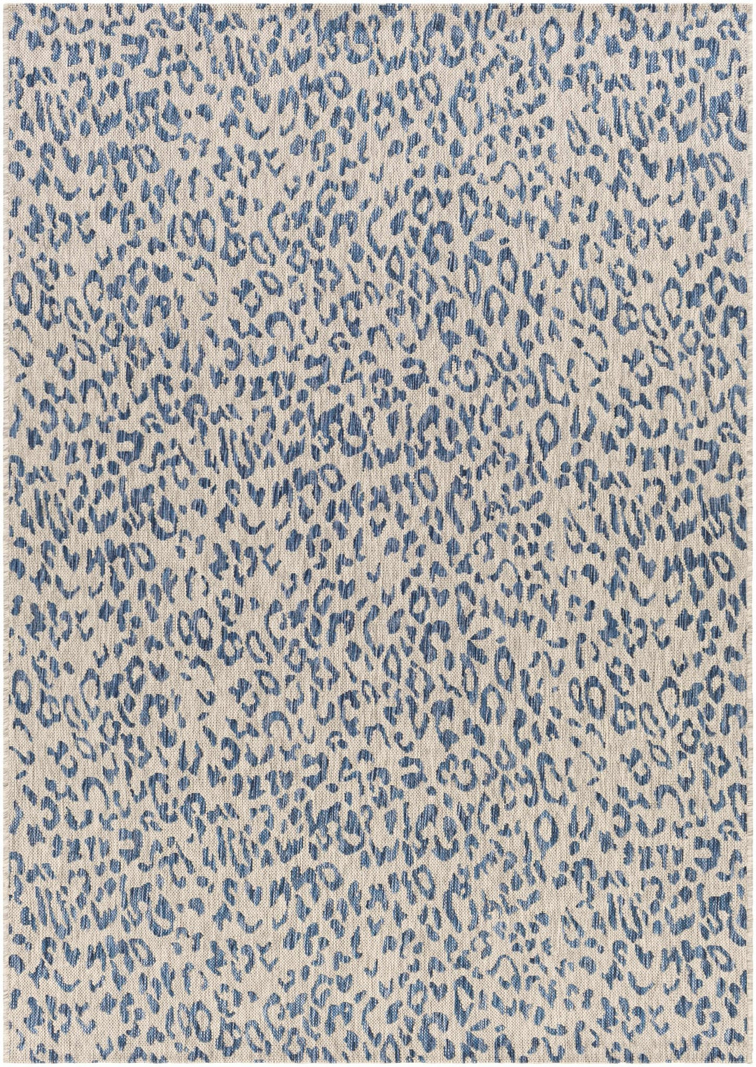 Contemporary Abstract Blue and Ivory Leopard Design Multi size Area Rug - The Rug Decor