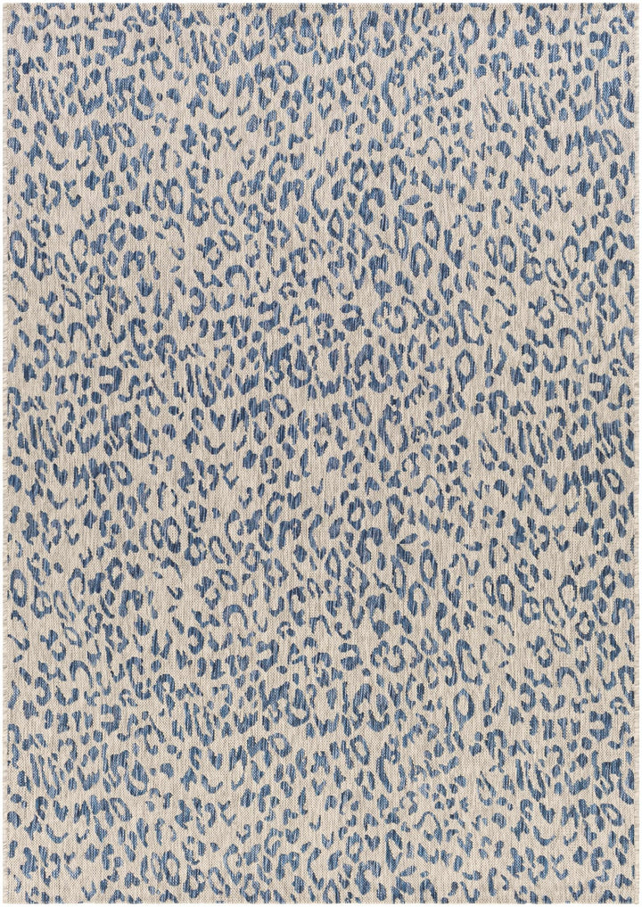 Contemporary Abstract Blue and Ivory Leopard Design Multi size Area Rug - The Rug Decor