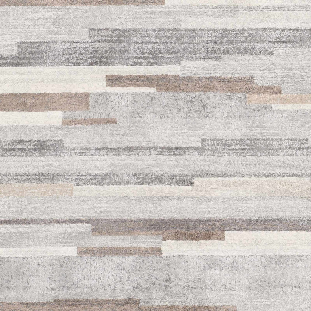 Contemporary Abstract Gray, Brown, Beige, Camel and White Medium Pile Area Rug - The Rug Decor