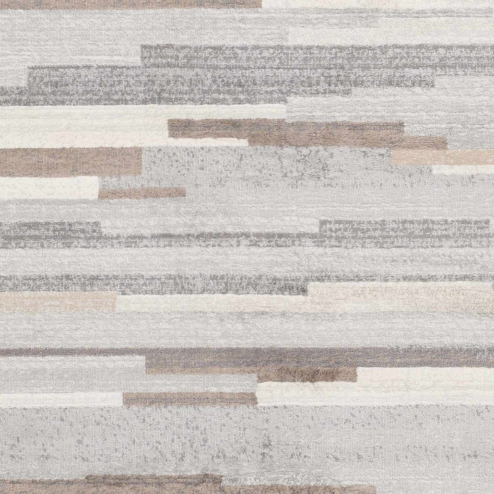 Contemporary Abstract Gray, Brown, Beige, Camel and White Medium Pile Area Rug - The Rug Decor