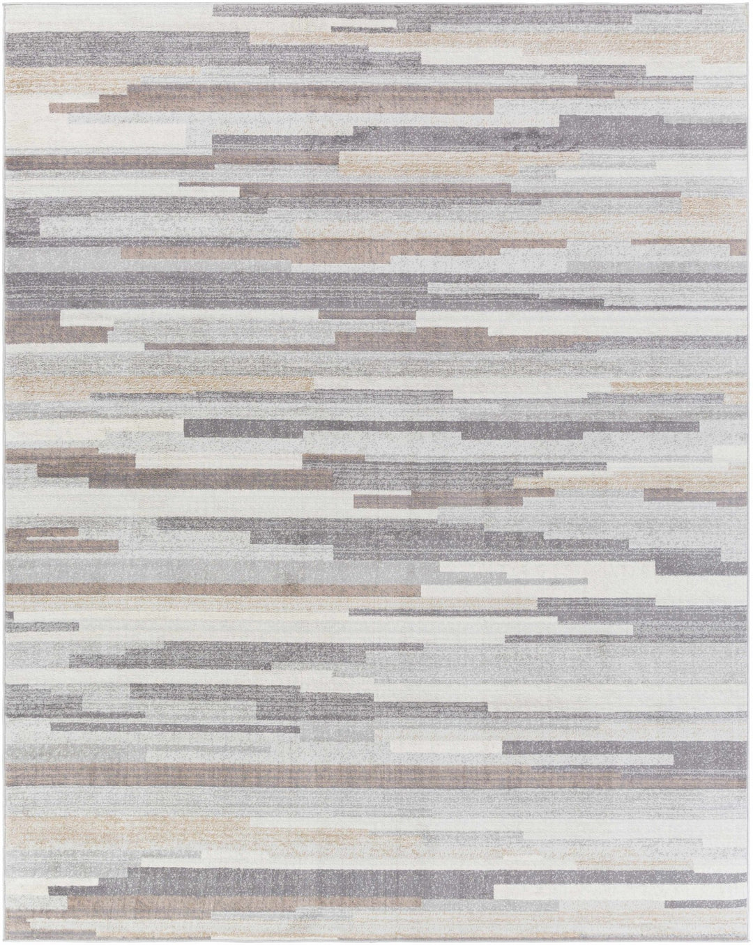Contemporary Abstract Gray, Brown, Beige, Camel and White Medium Pile Area Rug - The Rug Decor