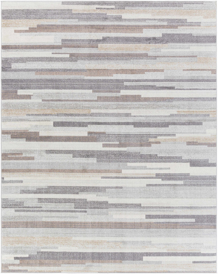 Contemporary Abstract Gray, Brown, Beige, Camel and White Medium Pile Area Rug - The Rug Decor