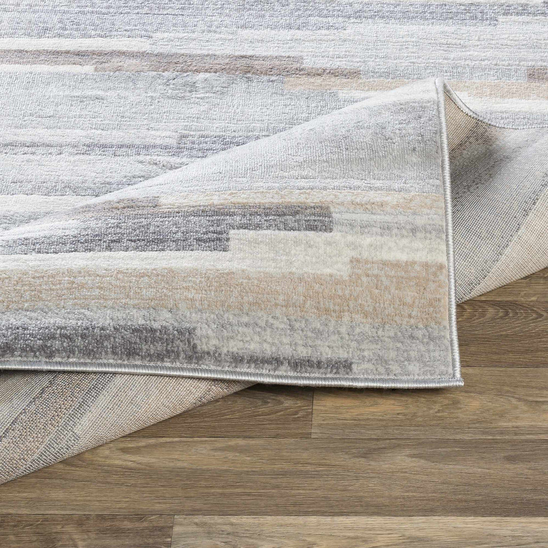 Contemporary Abstract Gray, Brown, Beige, Camel and White Medium Pile Area Rug - The Rug Decor