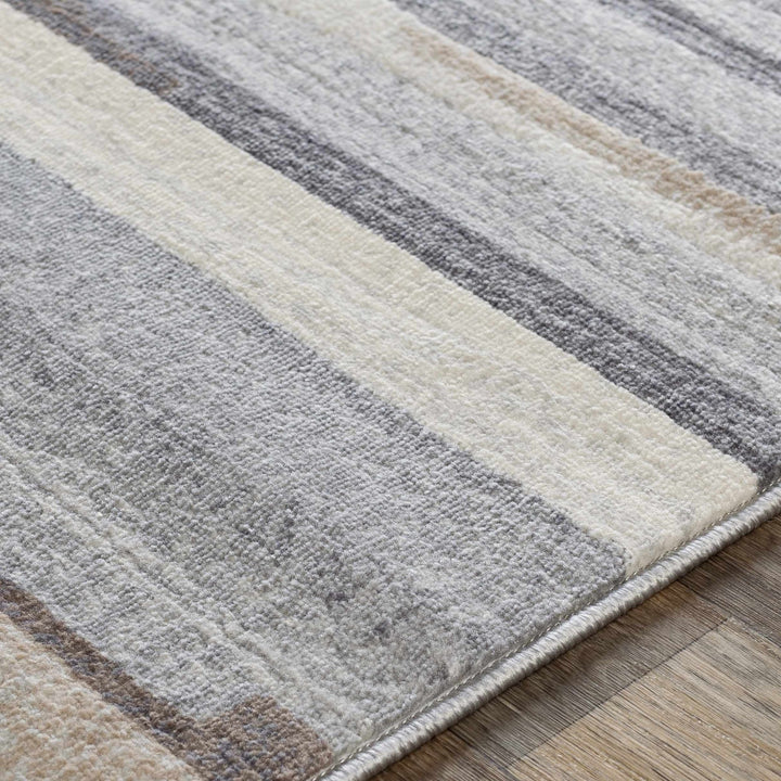 Contemporary Abstract Gray, Brown, Beige, Camel and White Medium Pile Area Rug - The Rug Decor