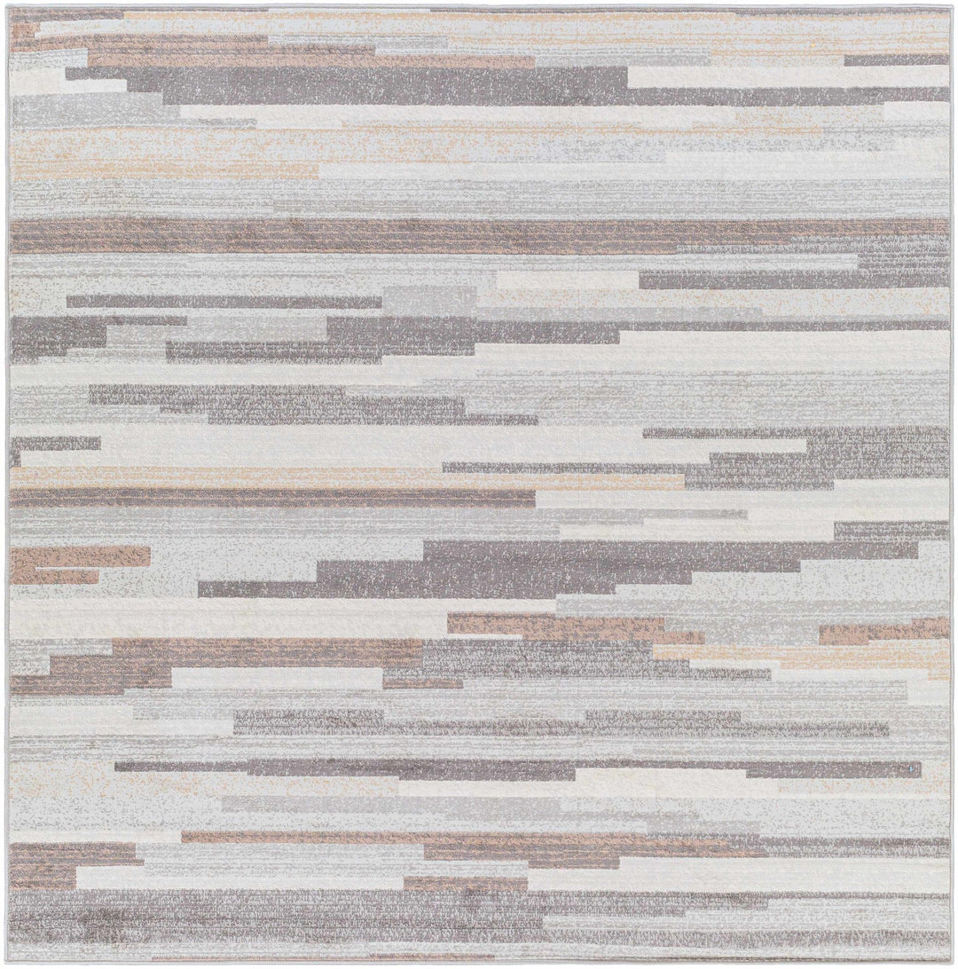 Contemporary Abstract Gray, Brown, Beige, Camel and White Medium Pile Area Rug - The Rug Decor
