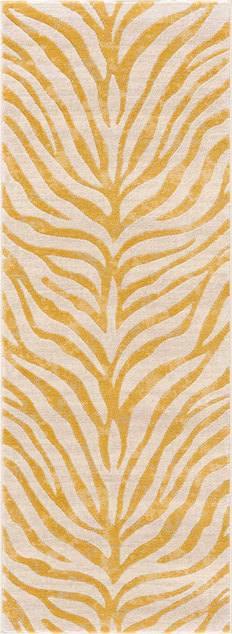 Contemporary Abstract Zebra pattern Beige and Gold Medium pile Area Rug - The Rug Decor