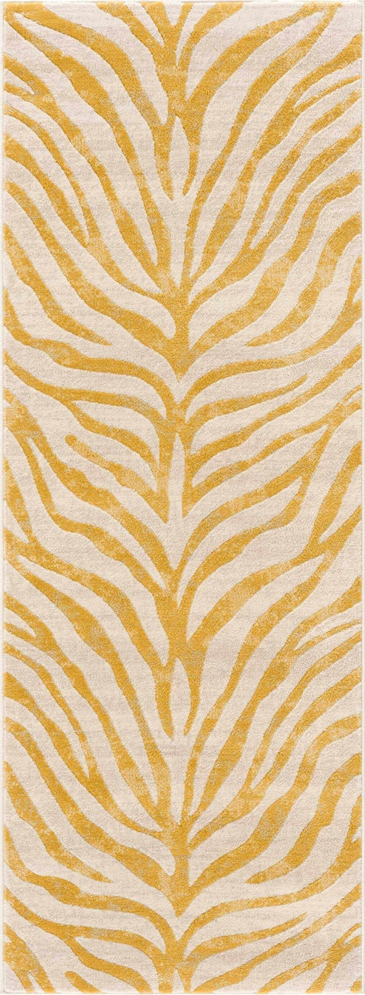 Contemporary Abstract Zebra pattern Beige and Gold Medium pile Area Rug - The Rug Decor