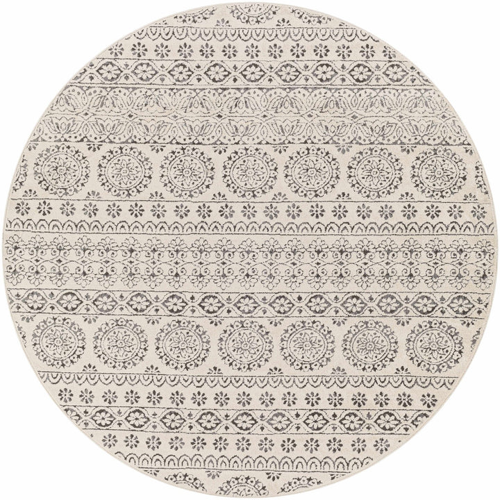 Contemporary Beige and Charcoal Tribal Design Medium Pile Area Rug - The Rug Decor