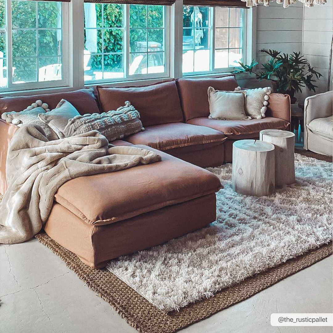Contemporary Beige and Ivory Tribal Design Plush pile Multi Size Area Rug - The Rug Decor